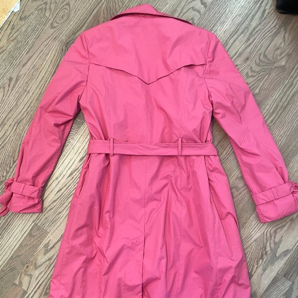 COLE Haan pink double breasted raincoat/trench coat with ties on sleeves, size M - Picture 15 of 15